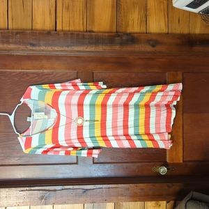 1xl striped cotton dress with pendant necklace attached